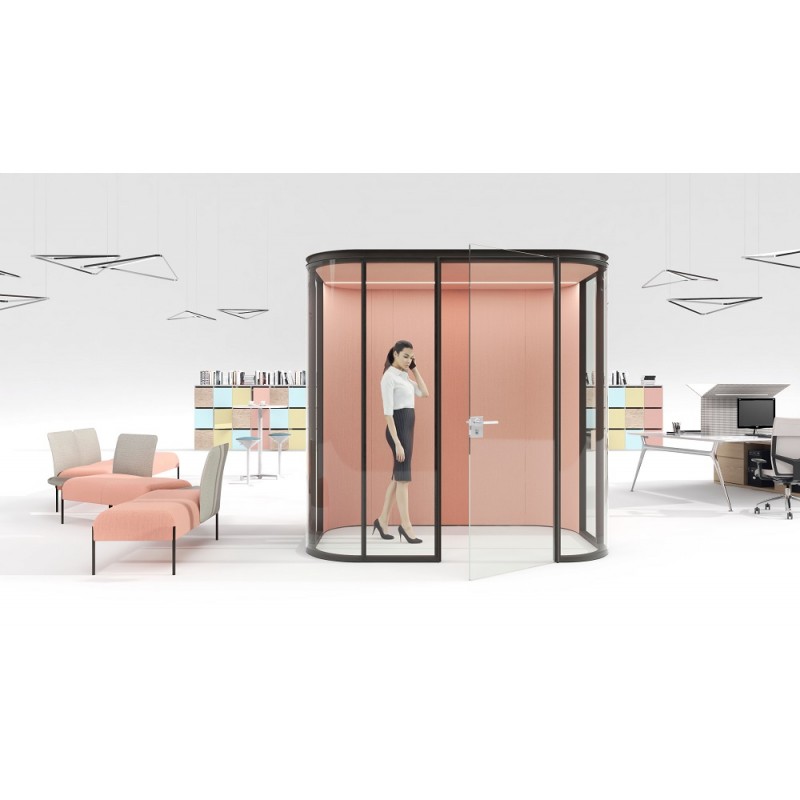 collaborative room espacio cerrado con mampara vidrio para conversaciones privadas Collaborative Room